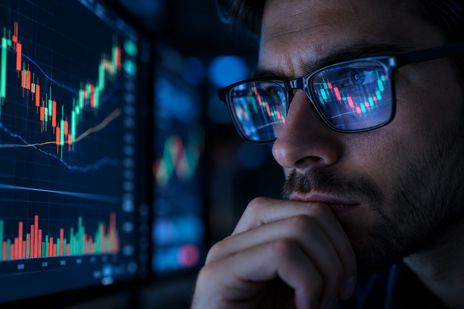 A trader reviewing a chart